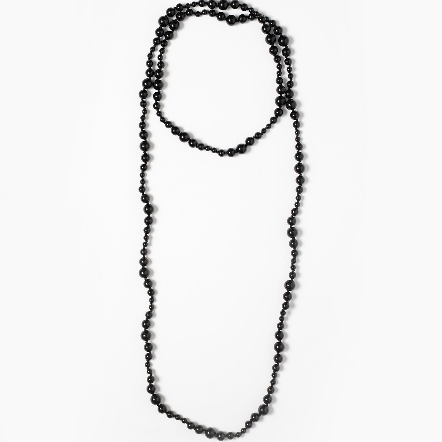 Black agate long necklace