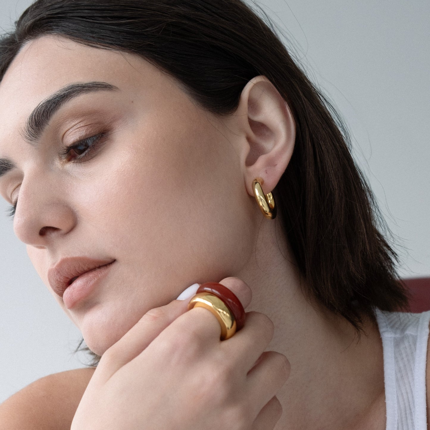 The Ring: red agate + gold