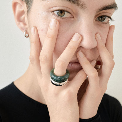 The Ring: moss agate + silver