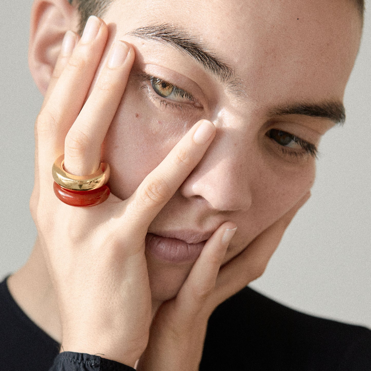 The Ring: red agate + gold