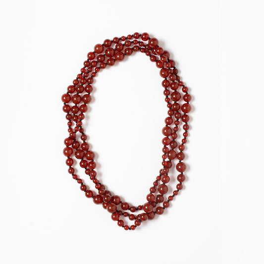 Red agate long necklace
