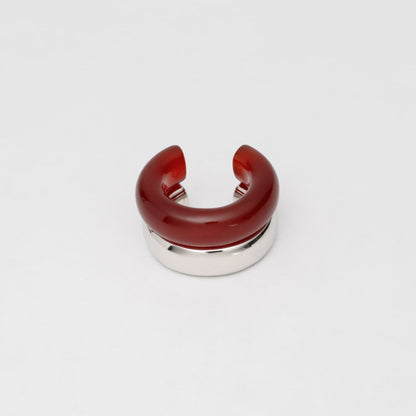 The Ring: red agate & silver stack