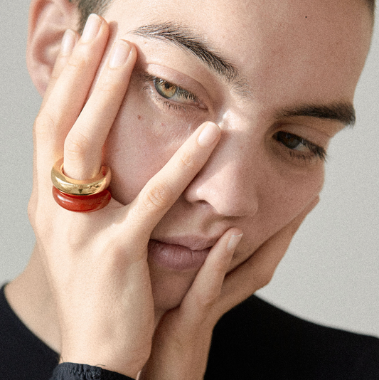 The Ring: red agate + gold