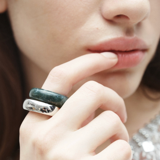 The Ring: moss agate + silver