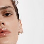 Double sphere earrings with green enamel - Neeka Studios