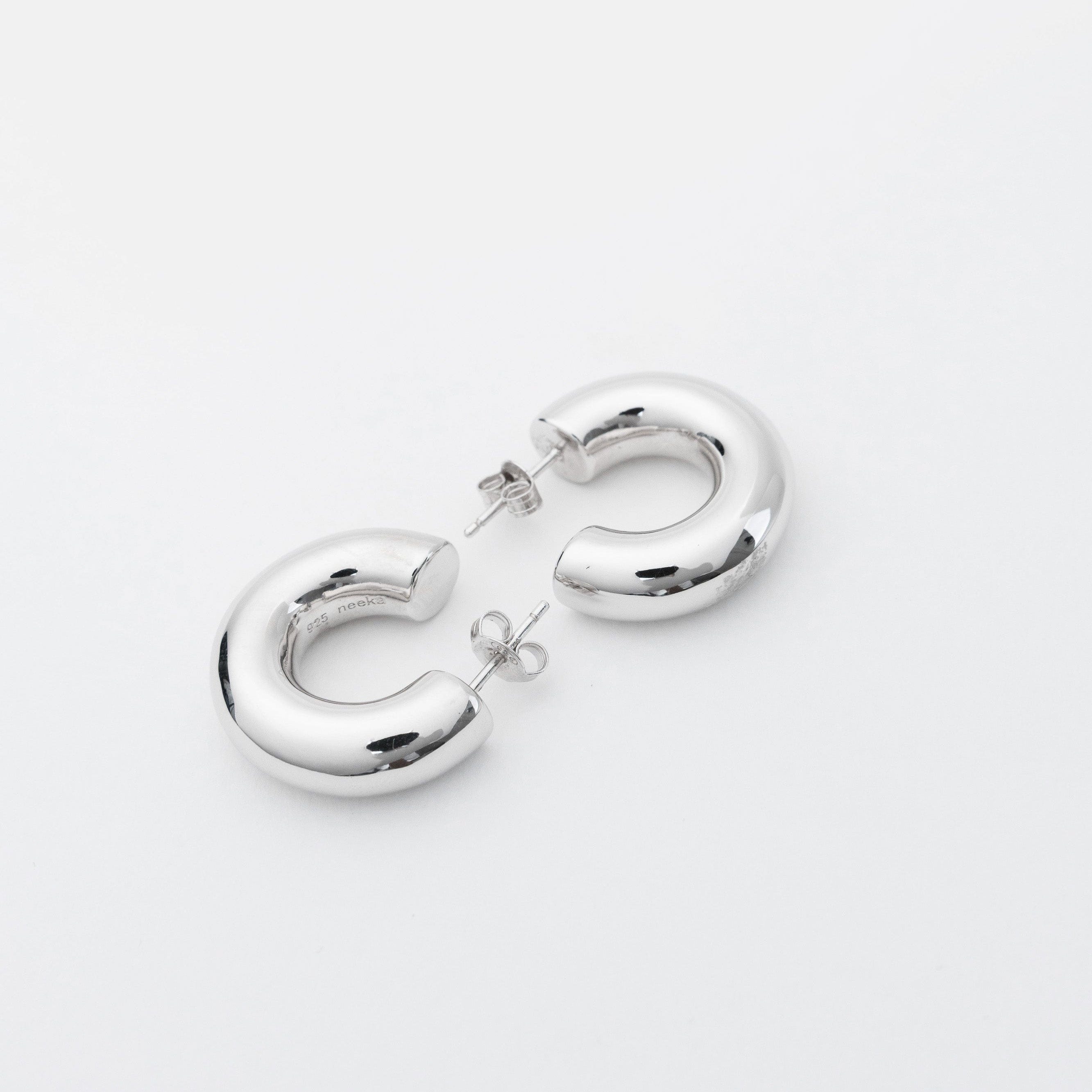 Medium chunky hoops: silver - Neeka Studios