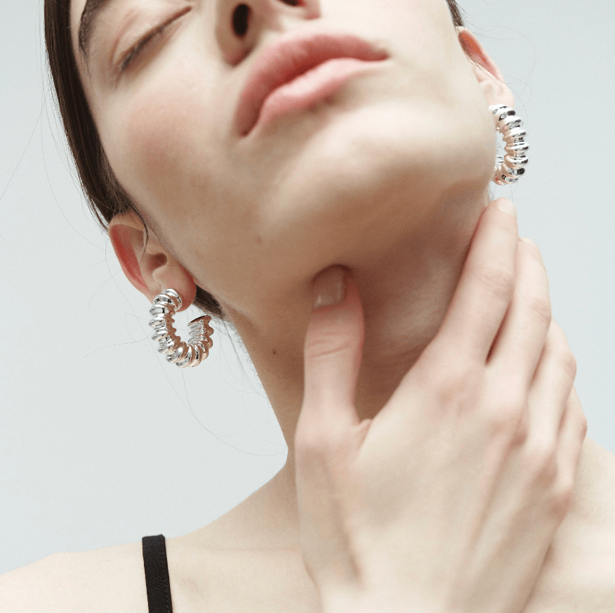 Structured hoops: silver - Neeka Studios