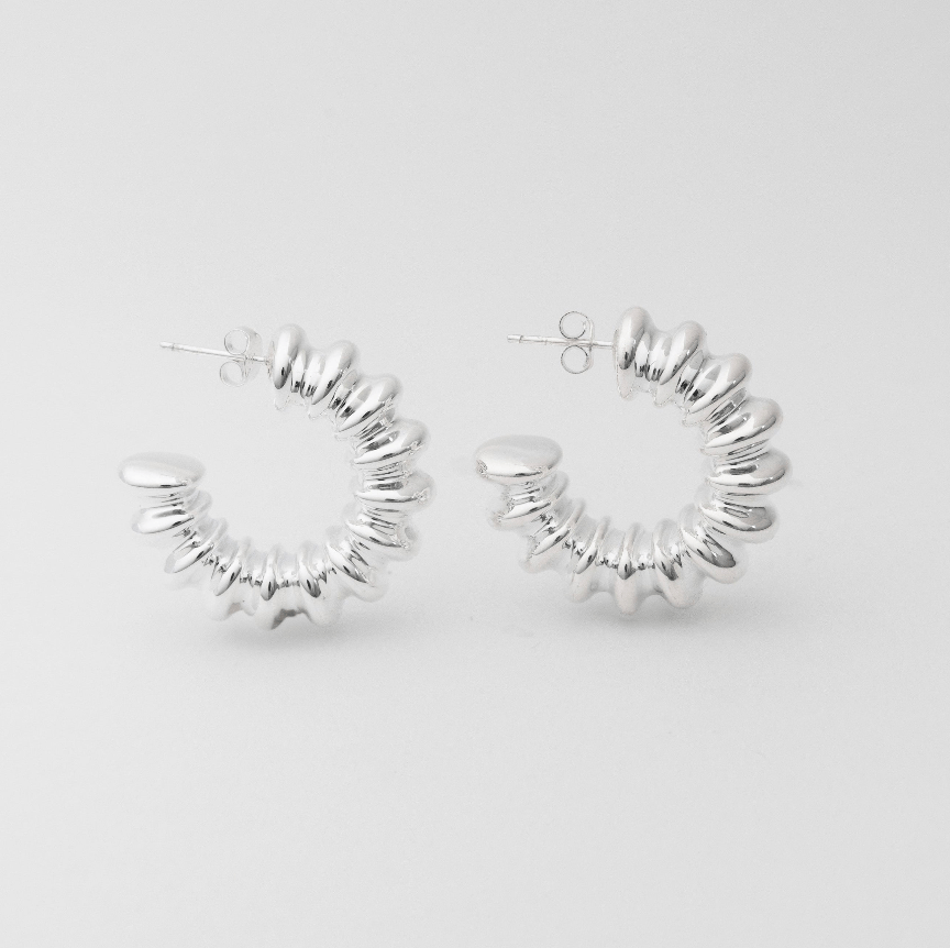 Structured hoops: silver - Neeka Studios