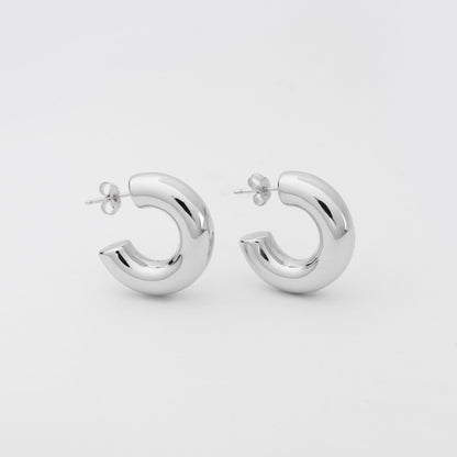 Medium chunky hoops: silver - Neeka Studios