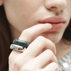 The Ring: moss agate + silver - Neeka Studios