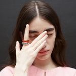 The Ring: red agate + silver - Neeka Studios