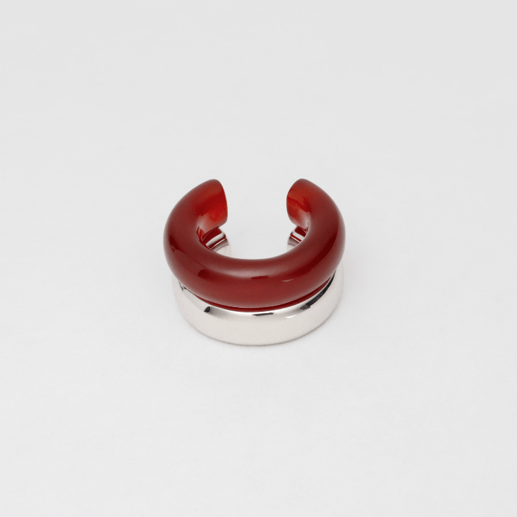 The Ring: red agate + silver - Neeka Studios