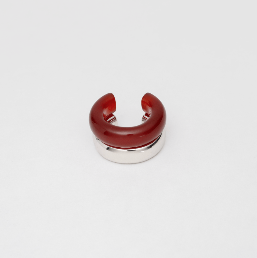 The Ring: red agate + silver - Neeka Studios