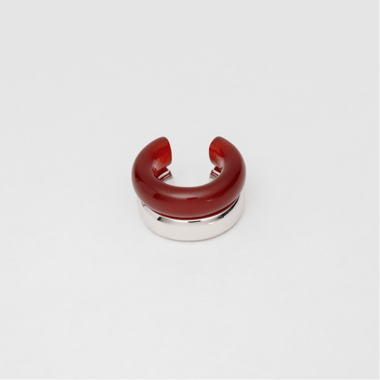 The Ring: red agate + silver - Neeka Studios