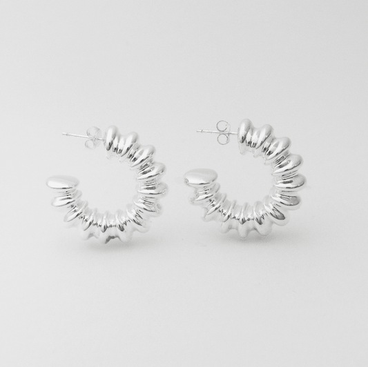 Structured hoops: silver - Neeka Studios