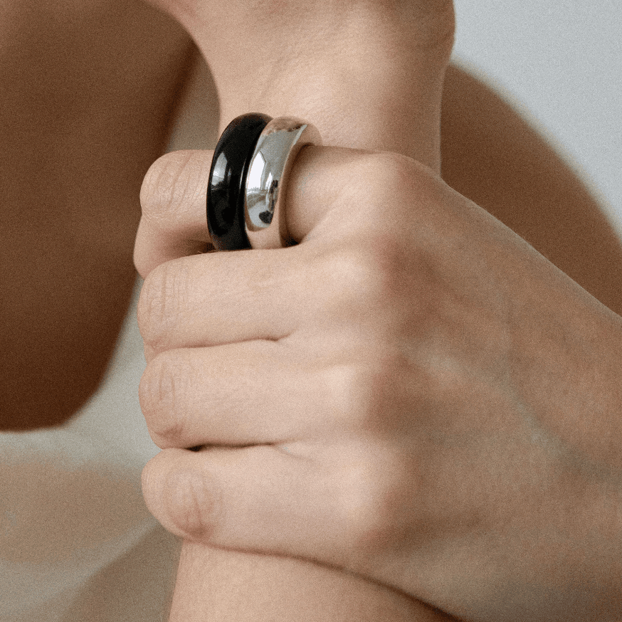 The Ring: black agate - Neeka Studios