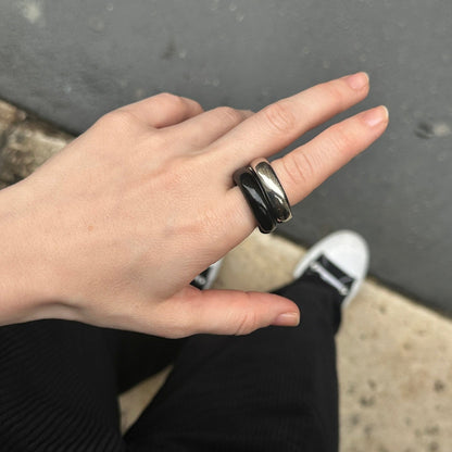 The Ring: black agate - Neeka Studios