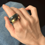 The Ring: moss agate + gold - Neeka Studios