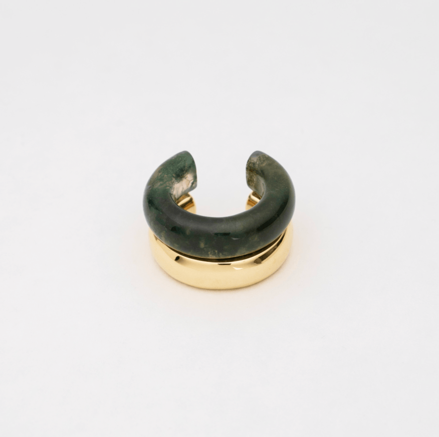 The Ring: moss agate + gold - Neeka Studios