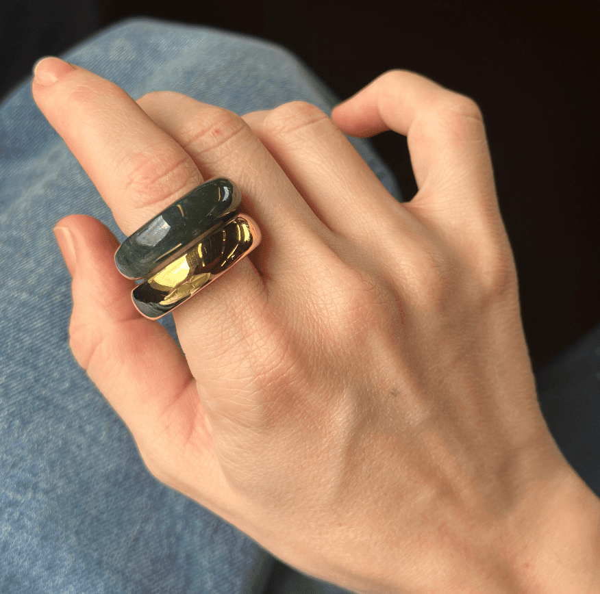 The Ring: moss agate + gold - Neeka Studios