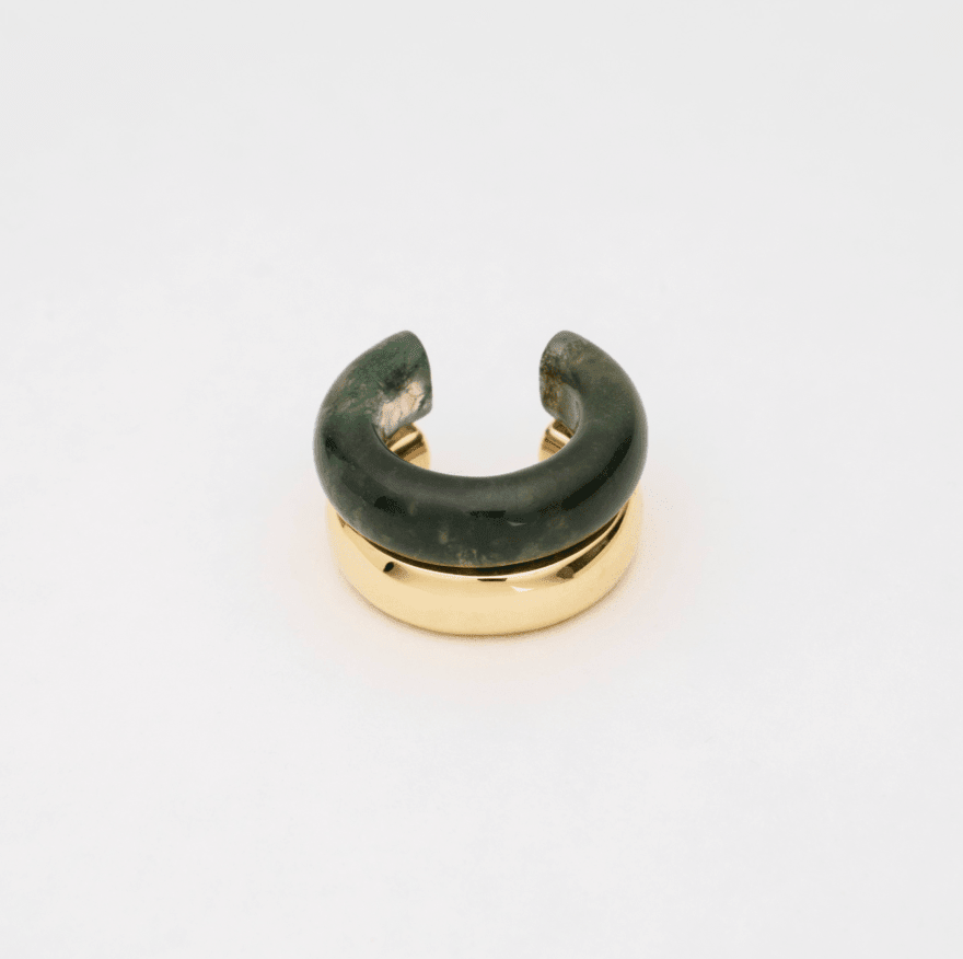 The Ring: moss agate + gold - Neeka Studios